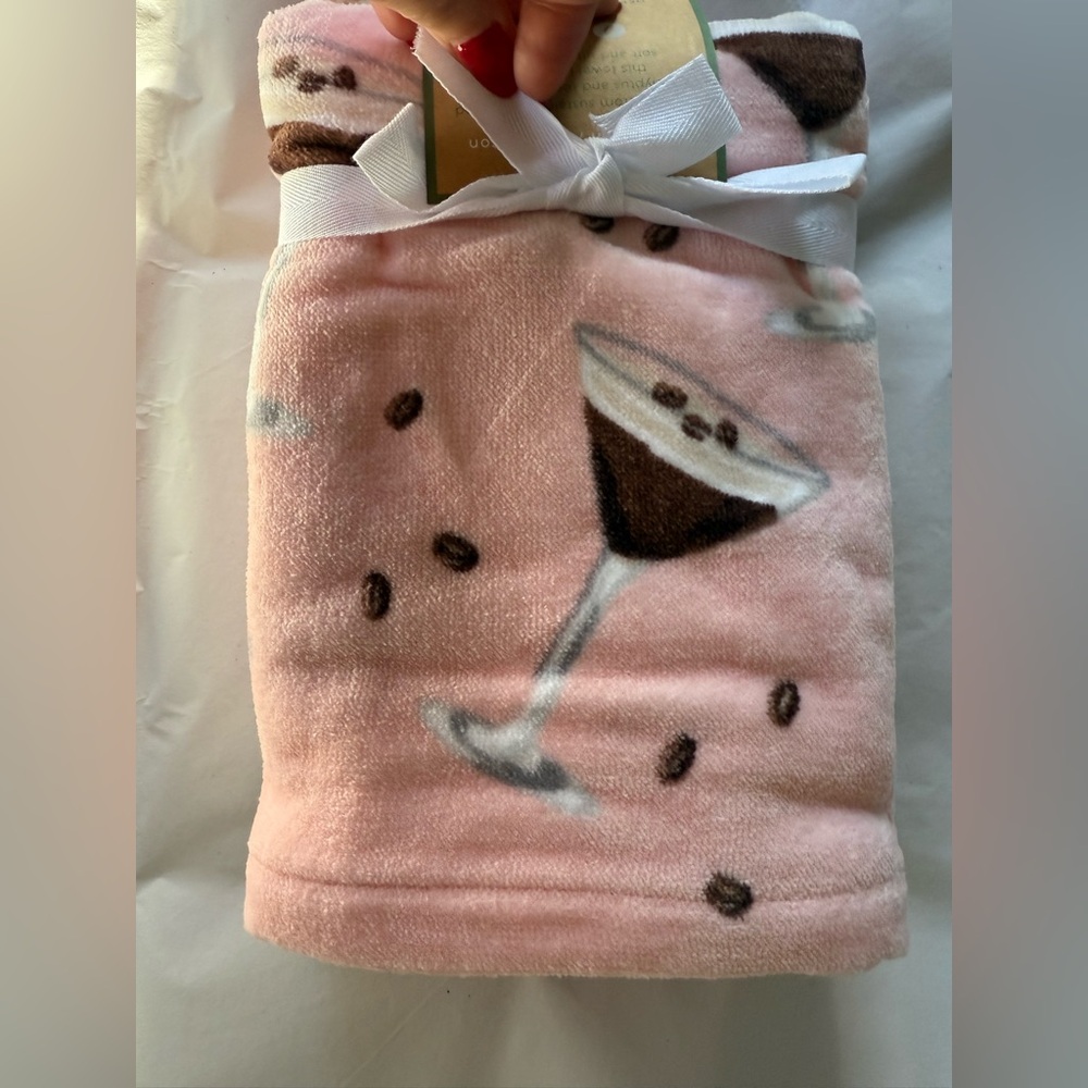 Two Pink Martini Print Hand Towels